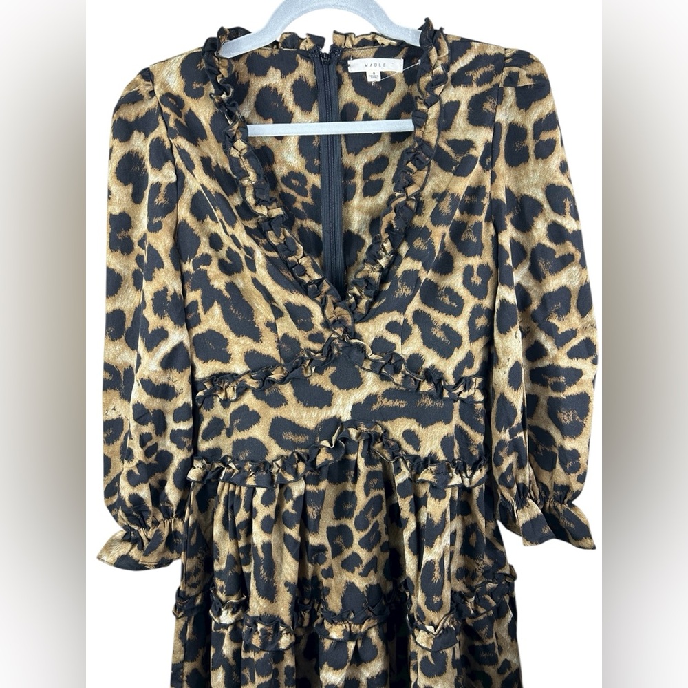 Mable leopard animal print ruffle v-neck tiered dress Leopard Print Ruffle Dress - Picture 5 of 8
